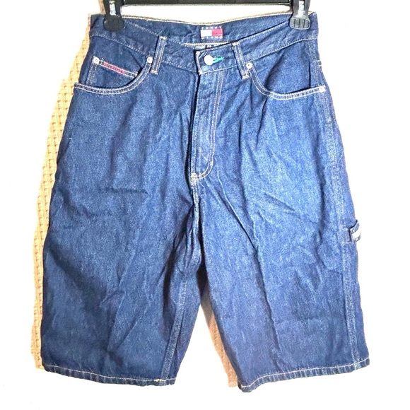 Tommy Hilfiger Other - VINTAGE Y2K Tommy Hilfiger Shorts Sz 29 Blue Dark Denim Carpenter Baggy Wide Leg